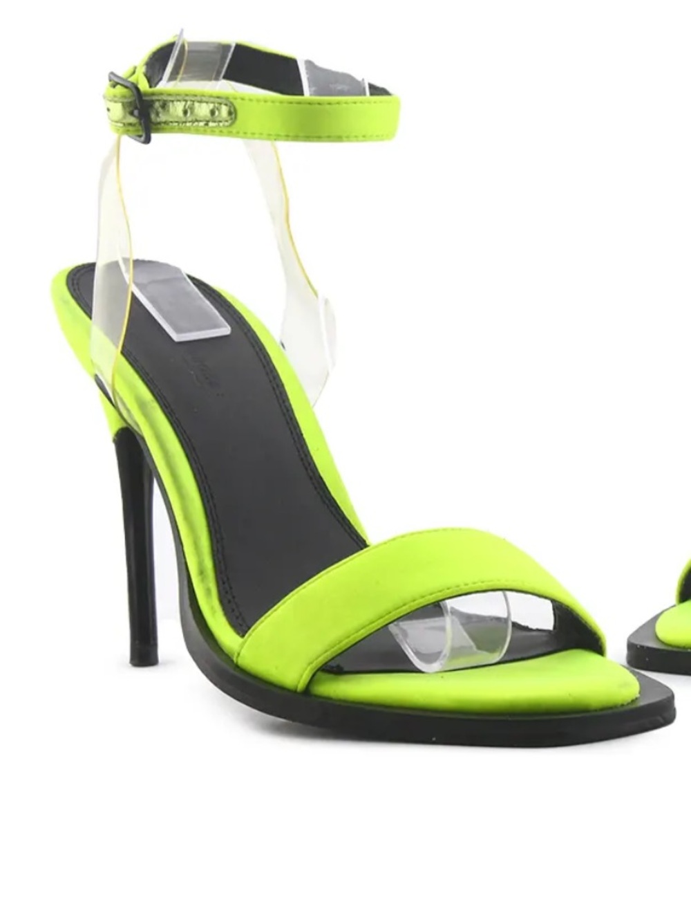 ASOS Neon Yellow Sandals Heels with Clear Ankle Strap Size 9